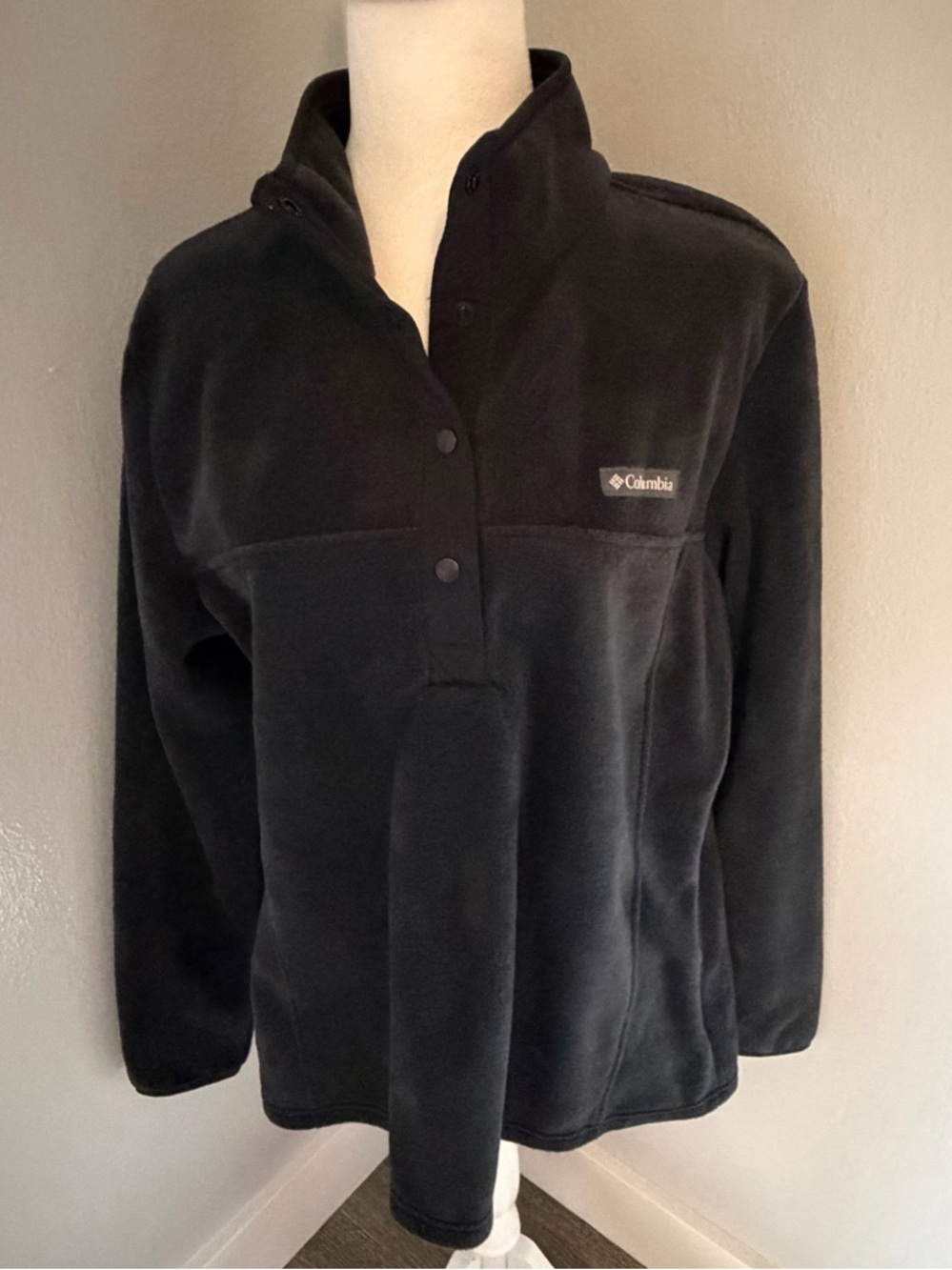 NWT: Columbia Black Snap-Front Fleece Pullover Size XL